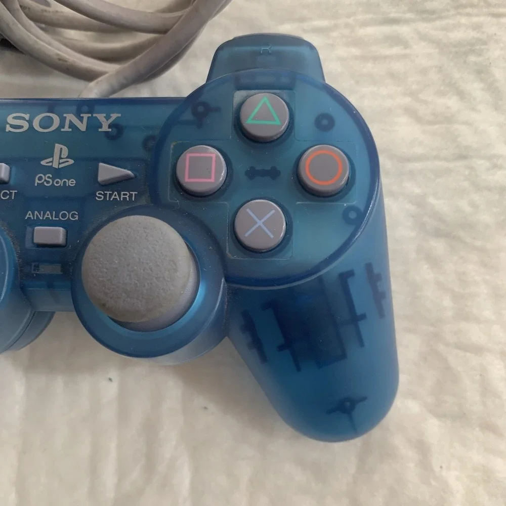 Playstation 1 PS1 PSone Dual Analog Controller SCPH-110 Clear Blue OEM Untested